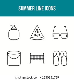 Unique Summer Line Vector Icon Set