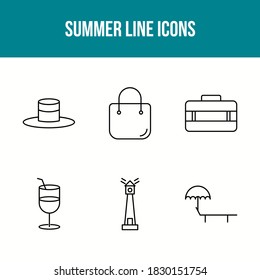 Unique Summer Line Vector Icon Set