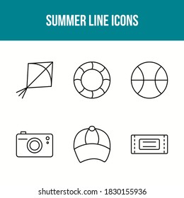 Unique Summer Line Vector Icon Set