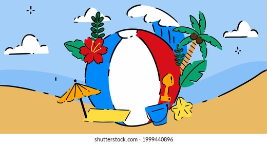 Unique Summer Themed Doodle Illustration Exclusive Vector