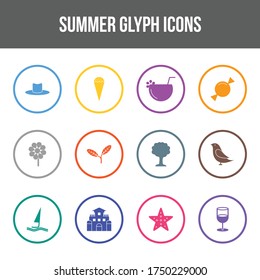 Unique summer vector glyph icon set