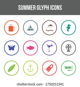 Unique summer vector glyph icon set