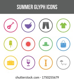 Unique summer vector glyph icon set