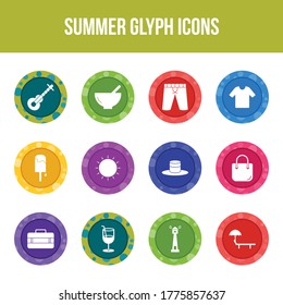 Conjunto de iconos de glifos vectoriales de verano único