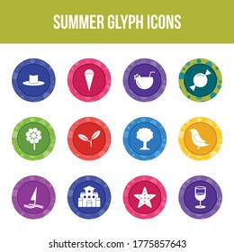 Unique summer vector glyph icon set