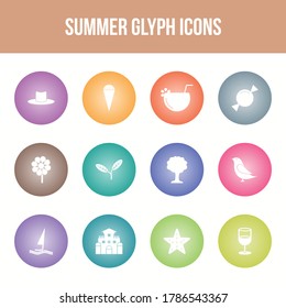 Unique summer vector glyph icon set
