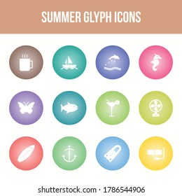 Unique summer vector glyph icon set