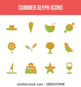 Unique summer vector glyph icon set