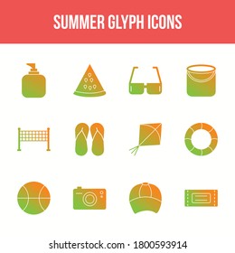 Unique summer vector glyph icon set