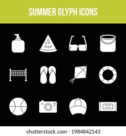 Unique summer vector glyph icon set