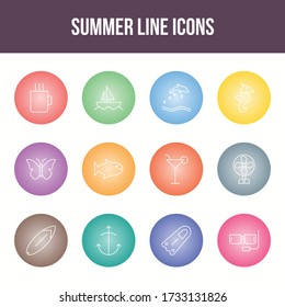 Unique summer vector line icon set