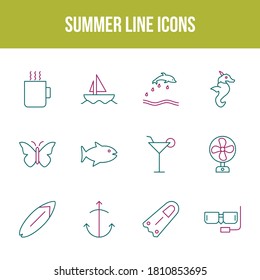 Unique summer vector line icon set