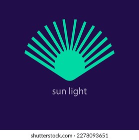 Einzigartiges Sonnenscheinlogo. Moderne Designfarbe. Vorlage für das Logo für geometrische Strahlen. Vektor.