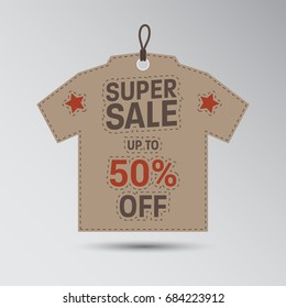 Unique Super Sale Banner with Discount Tag. Flat Color Style Promotional Design