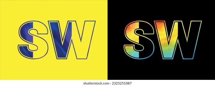Logo de la letra SW única Plantilla vectorial de icono. Diseño de logotipo de alfabeto elegante de primera calidad para empresas
