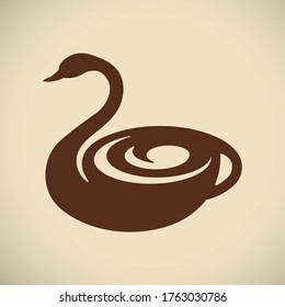 Unique Swan Coffee logo template vector object for logo mark, icon or badge Design. 