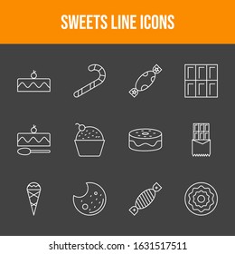 Unique Sweets Line Icons Set
