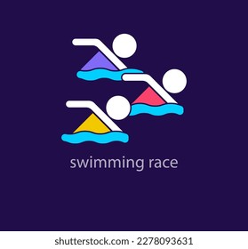 Unique swimming competition team logo. Modern design color. Team race logo template. vector.