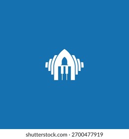 Um design de logotipo exclusivo e simbólico que combina elementos de música, fé e fitness. Possui um teclado e silhueta da igreja integrado com símbolos de levantamento de peso.