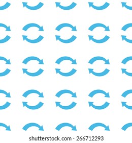 Unique Synchronization white and blue seamless pattern for web design. Vector symbol