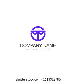 Unique T letter alphabet vector logo element