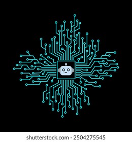 An Unique T Shirt design with Circuit Board and Robot Icon View.