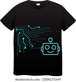 An Unique T Shirt design with Circuit Board and Robot Icon View.