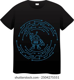 An Unique T Shirt design with Circuit Board and Robot Icon View.