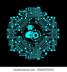 An Unique T Shirt design with Circuit Board and Robot Icon View.