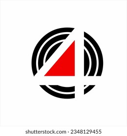 Unique target logo design with number 4 concept.