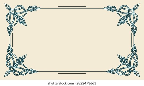 Unique teal rope border for nautical or traditional celtic themes. Sturdy geometric knotted design.