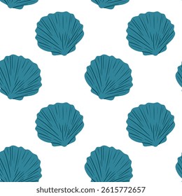 Unique teal shell pattern on a white background perfect for beach-themed designs