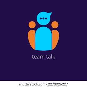 Unique team talk logo. Trend color transitions. Team leader speech logo template. vector
