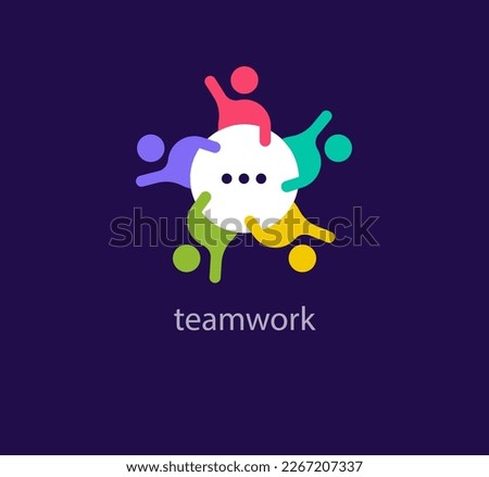 Unique teamwork people logo. Modern color transitions. Education study around table logo template. vector.