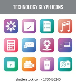 Conjunto de iconos de línea de tecnología única	