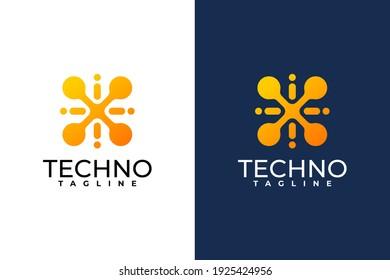 unique technology logo. modern futuristic vector symbol.