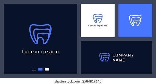 Unique teeth logo dental silhouette