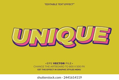 unique text effect 3d editable vector
