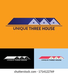 Unique Three House vector template, all shape are editable for your commercial use. 