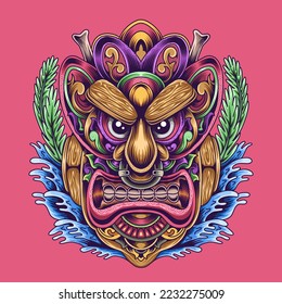 unique tiki mask vector illustration design