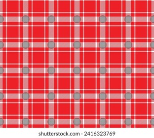 A unique, timeless, red, white, black, seamless plaid pattern for textiles, garments or decorations. Vector illustration.