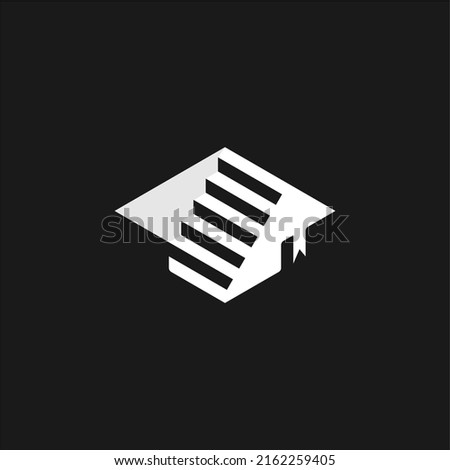 unique toga hat and stairs logo idea vector