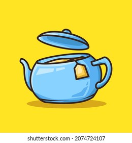 Unique Traditional Teapot for making Tea or Coffee in Colourful Cartoon Line Art Illustration