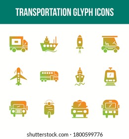 Conjunto de iconos de glifo de transporte único