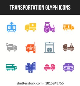 Unique Transportation Glyph icon set