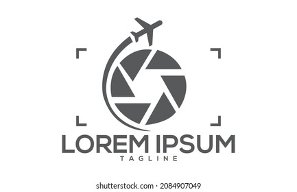 Unique travel camera logo Modern and minimalist vector and abstract logo
