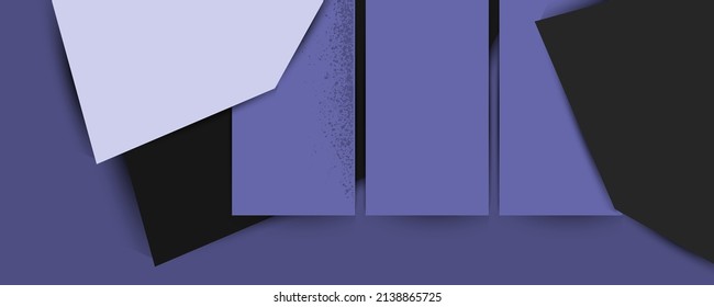 Unique treble abstract modern purple color background Very Peri background with black objects graphics geometry black gray color wallpaper Vector. Trendy color of the 2022 year