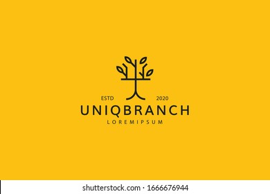 Unique tree logo. Tree line icon. Cafe Vector template