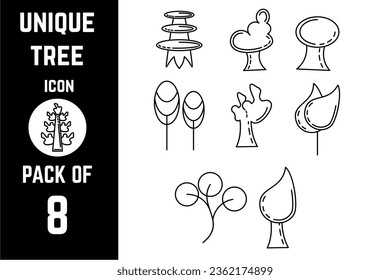 Unique Tree or Plants icon pack bundle vector template