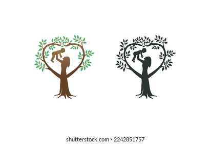 Unique Tree Vector illustration of a mother holding baby. happy mother's day.